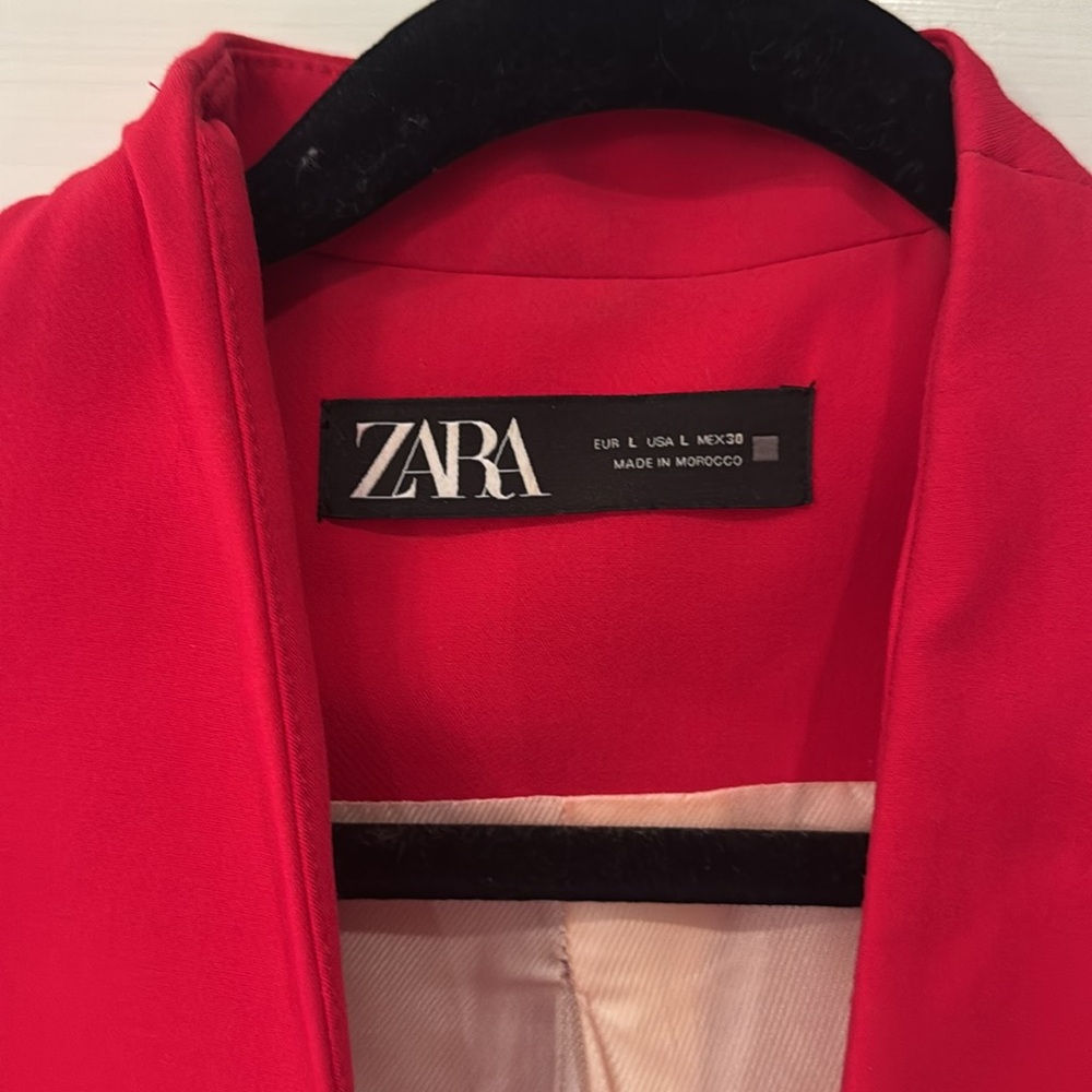 Zara Vibrant Red Belted Trousers with Matching Blazer - Picture 2 of 7